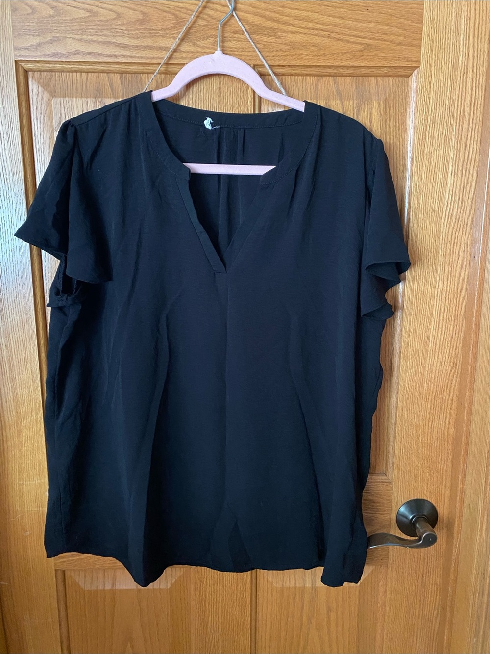 Maurices Black Flutter Sleeve V-Neck Top